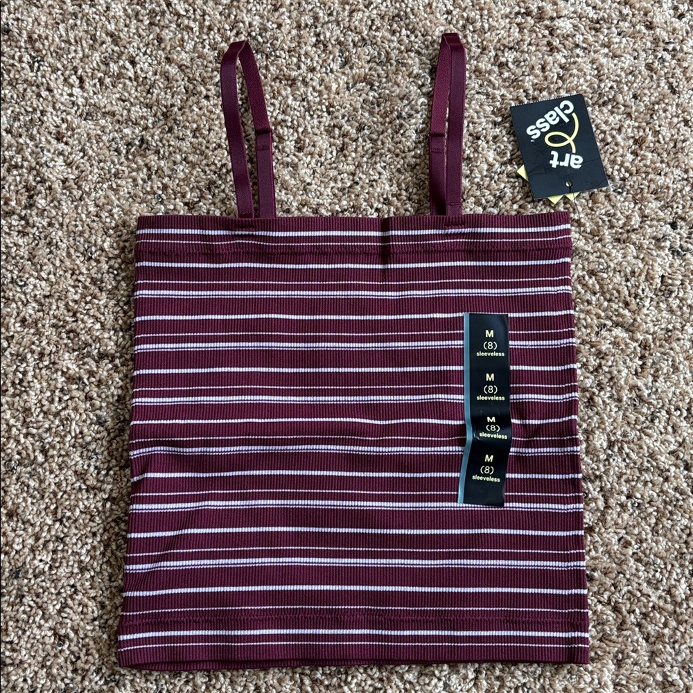 Art Class Seamless Tube Top Maroon and White Striped Tank Top Girls Size Medium